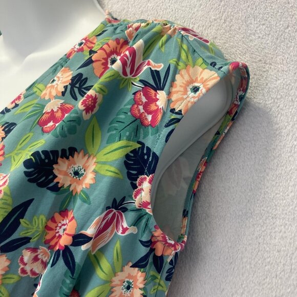 Lands End Floral Faux Wrap Dress Womens Size Small 6 8 Modal Green Colorful Knee - Picture 8 of 12